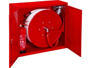 Hydrant DN 33 z wężem 20mb. ZAWIESZANY z miejscem na gaśnicę z boku hydrantu