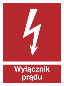 Znak WYŁĄCZNIK PRĄDU PCV 12x16,5  foto 