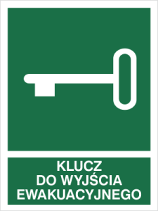 Znak Klucz do wyjścia ewakuacyjnego
